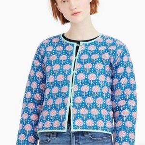 J. Crew SZ Blockprints Reversible Cotton Quilted Jacket in Lilac Pineapple
